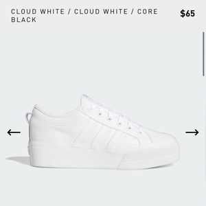 Women’s white Adidas Nizza Platform shoes